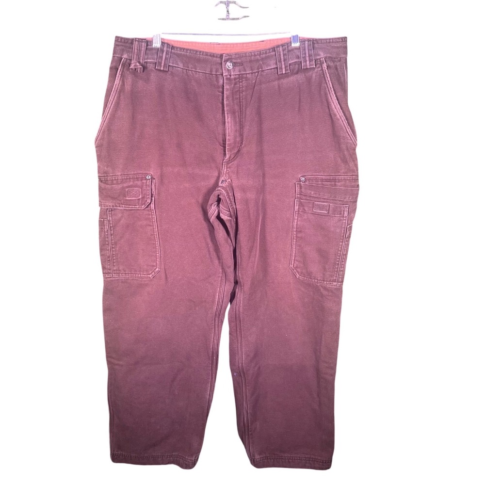 Duluth Trading Co Mens 40x32 Brown Fleece Lined Canvas Cargo Work Pants